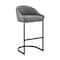 Armen Living Atherik Bar Stool in Black Metal with Gray Faux Leather 840254335820 - alternate 1